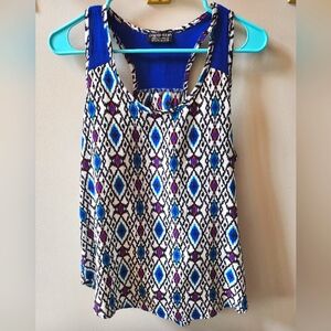 Papermoon for StichFix tank top, Royal Blue/Multi Color, Size M